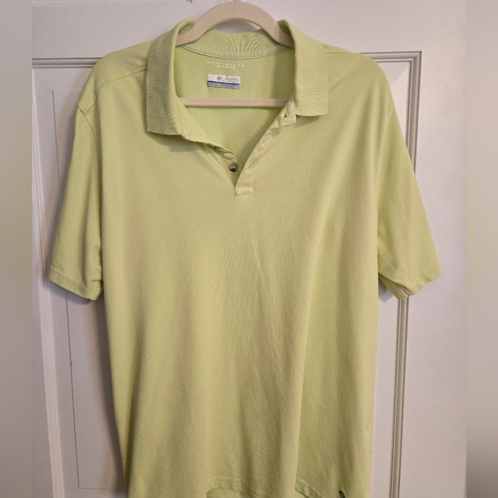 Columbia Men's Soft Yellow/Green Polo Shirt